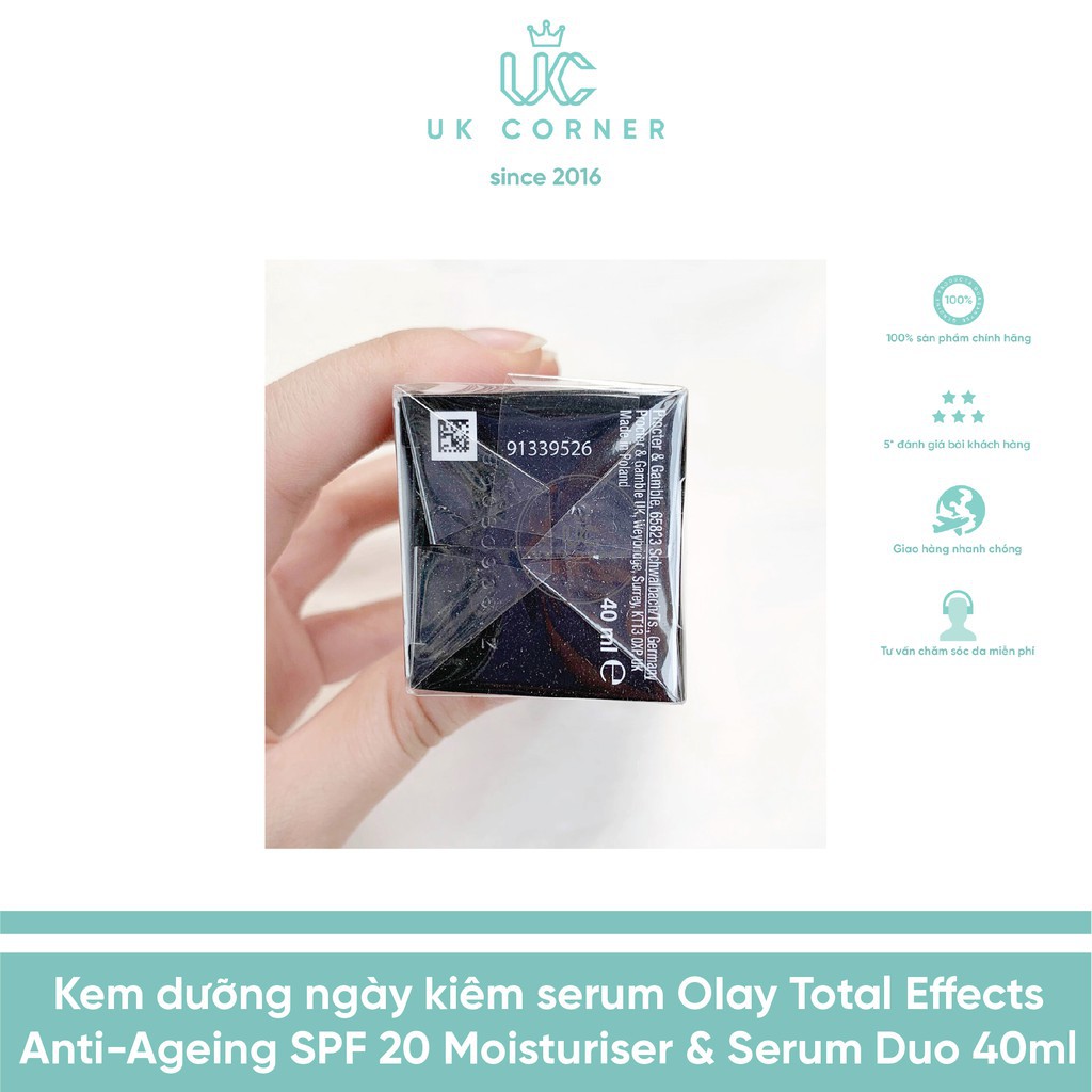 OLAY UK - Anh Quốc phân phối Kem dưỡng ngày kiêm serum 0Iay Total Effects Anti-Ageing 7-in-1 SPF 20 40 ml