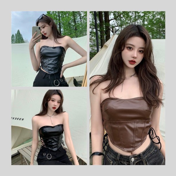 ÁO CROPTOP🌼NaNo Studio🌼Mùa hè cô gái cao bồi 2021 áo yếm tam giác cúp ngực 2 màu chất da dày xịn phối chân váy cực chất | BigBuy360 - bigbuy360.vn