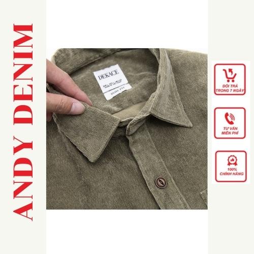 Áo sơ mi nam nhung tăm, áo sơ mi nam dài tay chất liệu nhung tăm- andydenim