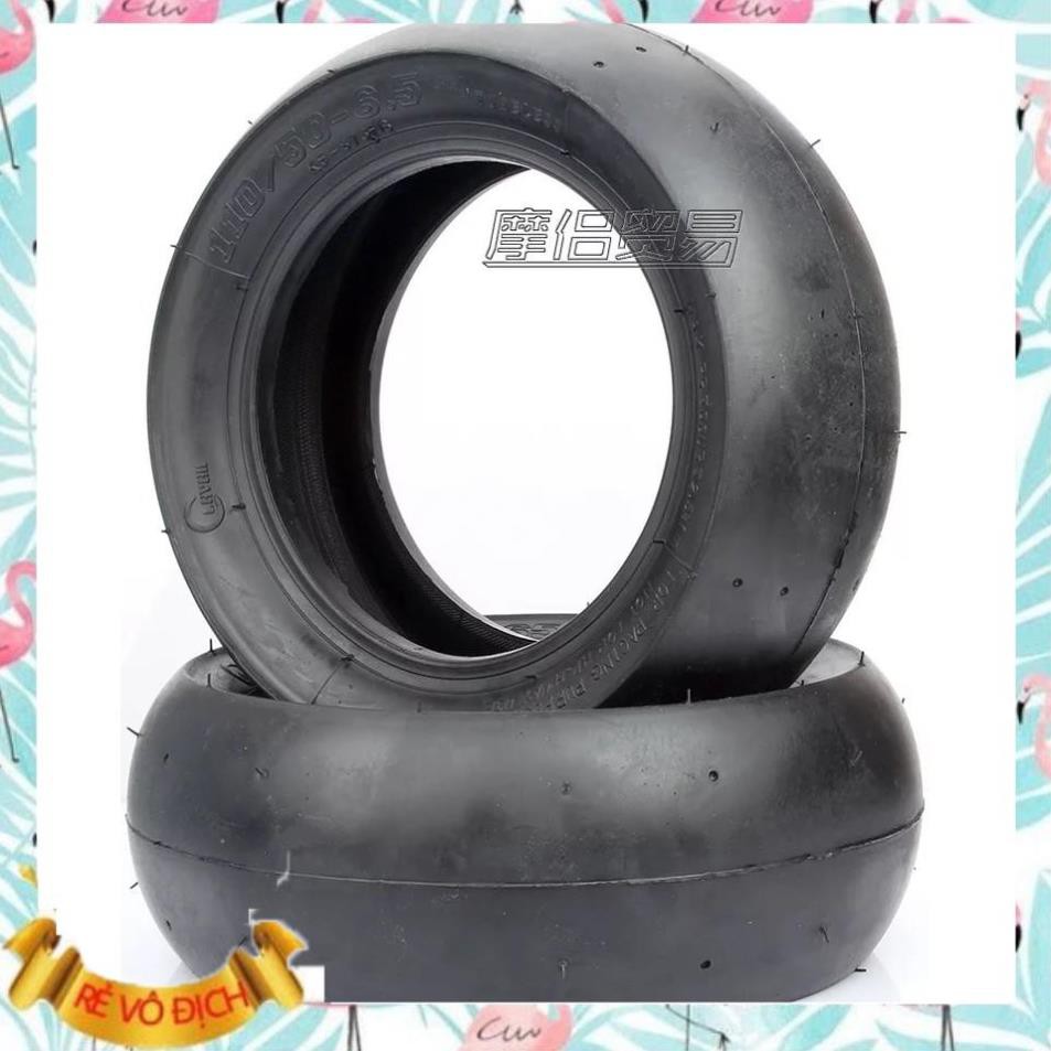 Lốp đặc không ruột vỏ trơn xe moto mini 50cc  vỏ trước 90/65-6.5 vỏ sau 110/50-6.5 loại xịn tặng chân van SH