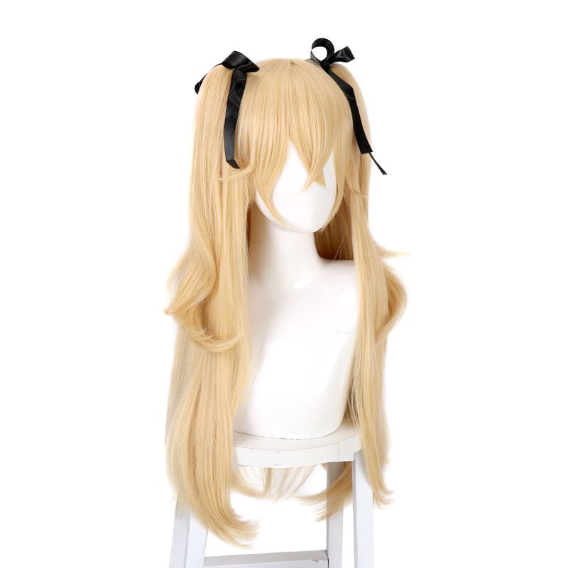 Genshin Impact Fischl Wig Long Ponytails with Ribbon Cosplay Heat Resistant Synthetic Hair Cosplay Wigs