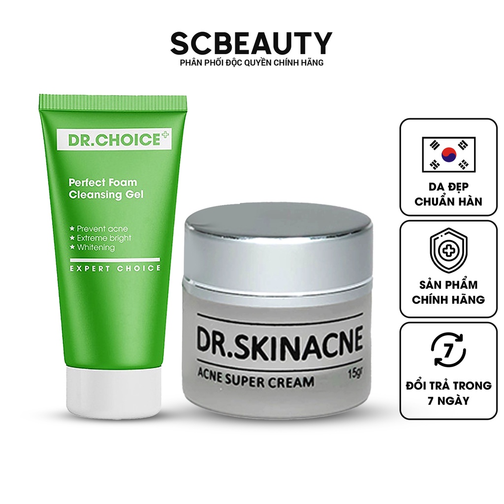 Combo Đẹp Toàn Diện Cùng Kem Ngừa Mụn Dr.Skinacne Và Sữa Rửa Mặt Dr.Choice - Tiết Kiệm Lên Tới 30K