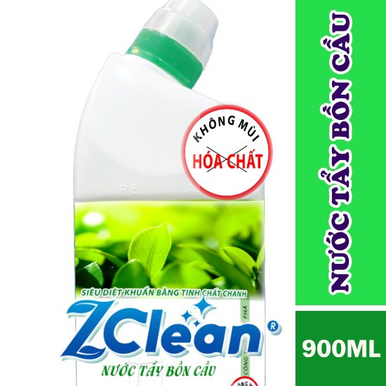 Nước Tẩy Bồn Cầu Không Mùi Hóa Chất ZClean – siêu tẩy vết ố vàng, diệt khuẩn - chai 900ml