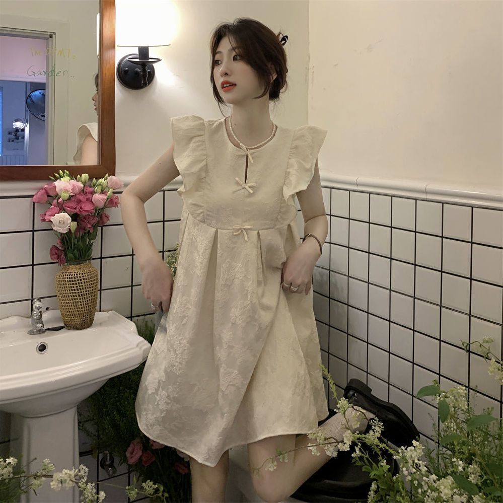 Váy babydoll Đầm Dáng Chữ A Đính Nơ Phong Cách Hàn Quốc Thời Trang Mùa Hè Mới Cho Nữ