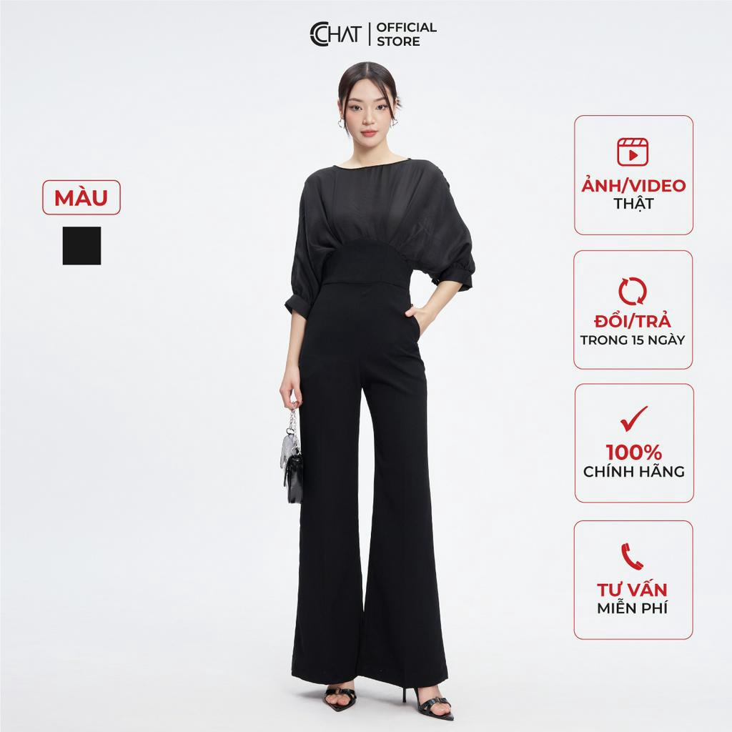 Jumpsuit Nữ 𝐂𝐂𝐇𝐀𝐓 Kiểu Phối Ly Thân Trước Chất Tuytsi Cao Cấp Mềm Mịn 53JDS8002ST