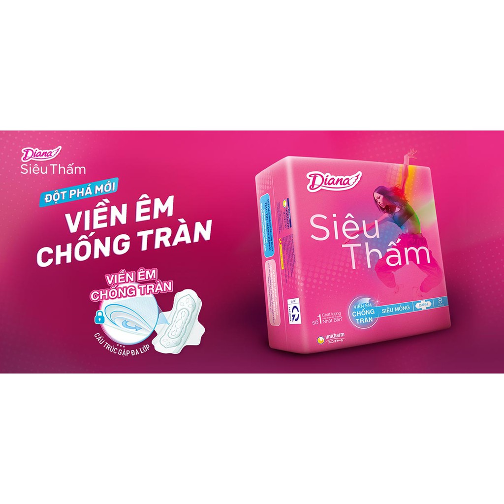 Băng Vệ Sinh Diana Siêu Thấm Siêu Mỏng Cánh 08M Sachi