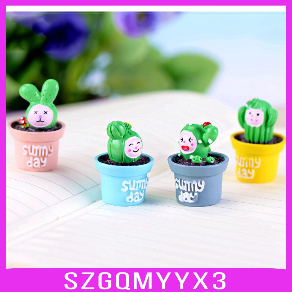Set 4 Cây Xương Rồng Mini Dễ Thương Dùng Để Trang Trí Bàn Làm Việc