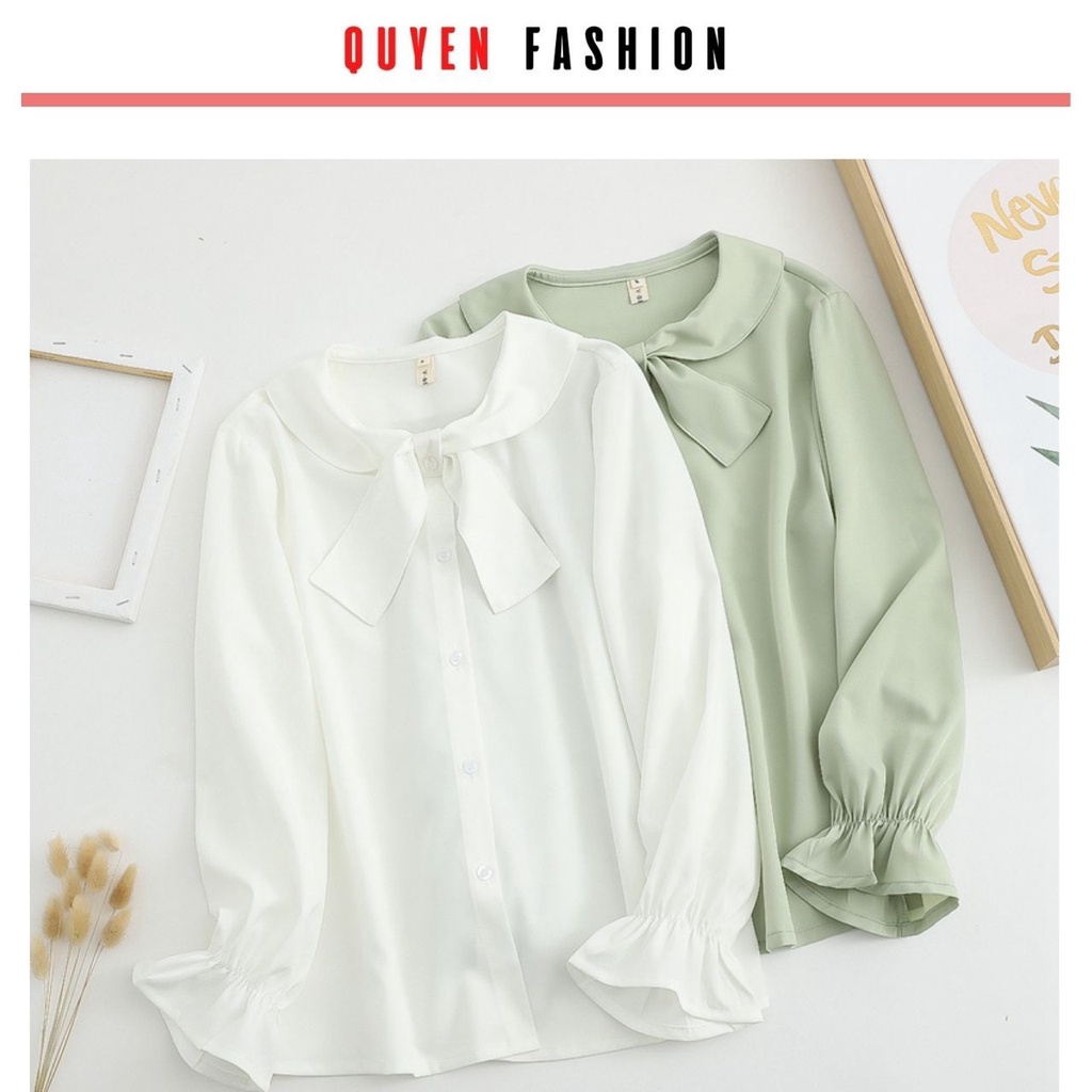 Áo sơ Mi công sở cổ thắt nơ hàn quốc Quyên Fashion AA554 tiểu thư