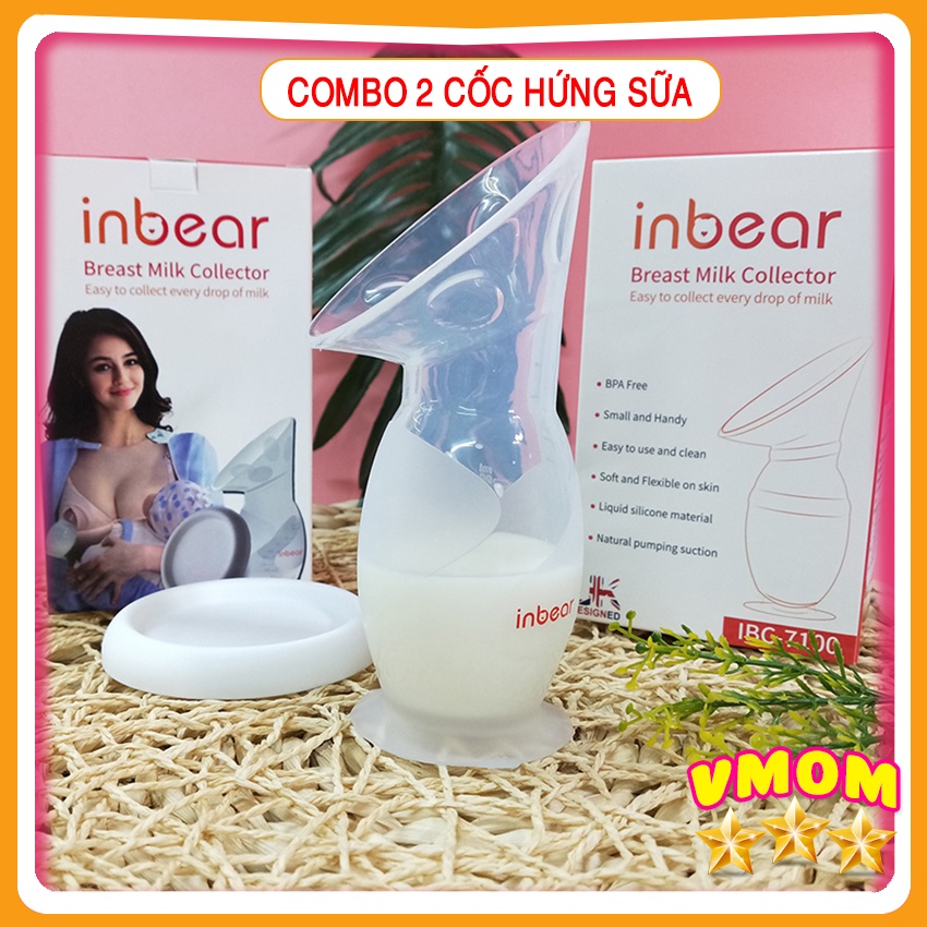 Combo 2 Cốc Hứng Sữa Rảnh Tay INBEAR Cao Cấp, Độ Bám Dính Chắc, Nhiệt Độ Tiệt Trùng Cao