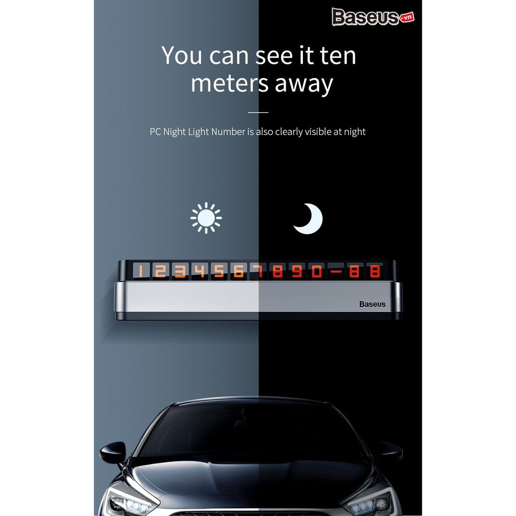 Bảng số Điện thoại Baseus Moonlight Box Series Temporary Parking Number Plate dùng cho xe hơi O to Ô Tô Car