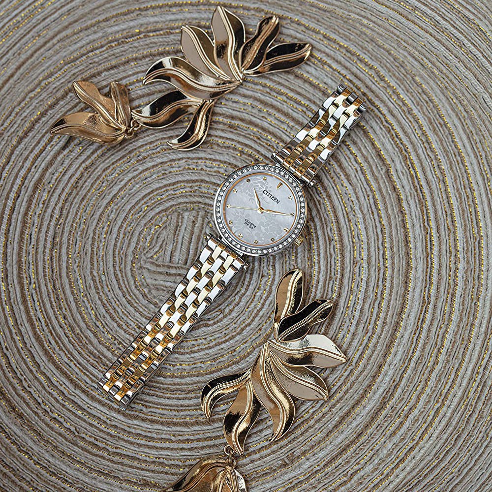 Đồng Hồ Nữ Citizen Đính Đá Swarovski Dây Thép Không Gỉ ER0214-54D - Mặt Xà Cừ