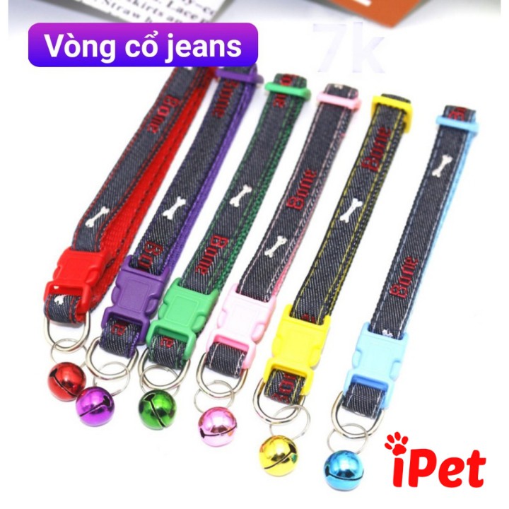 Vòng Cổ Jean Hình Xương Cho Thú Cưng Chó Mèo Dưới 5kg - iPet Shop