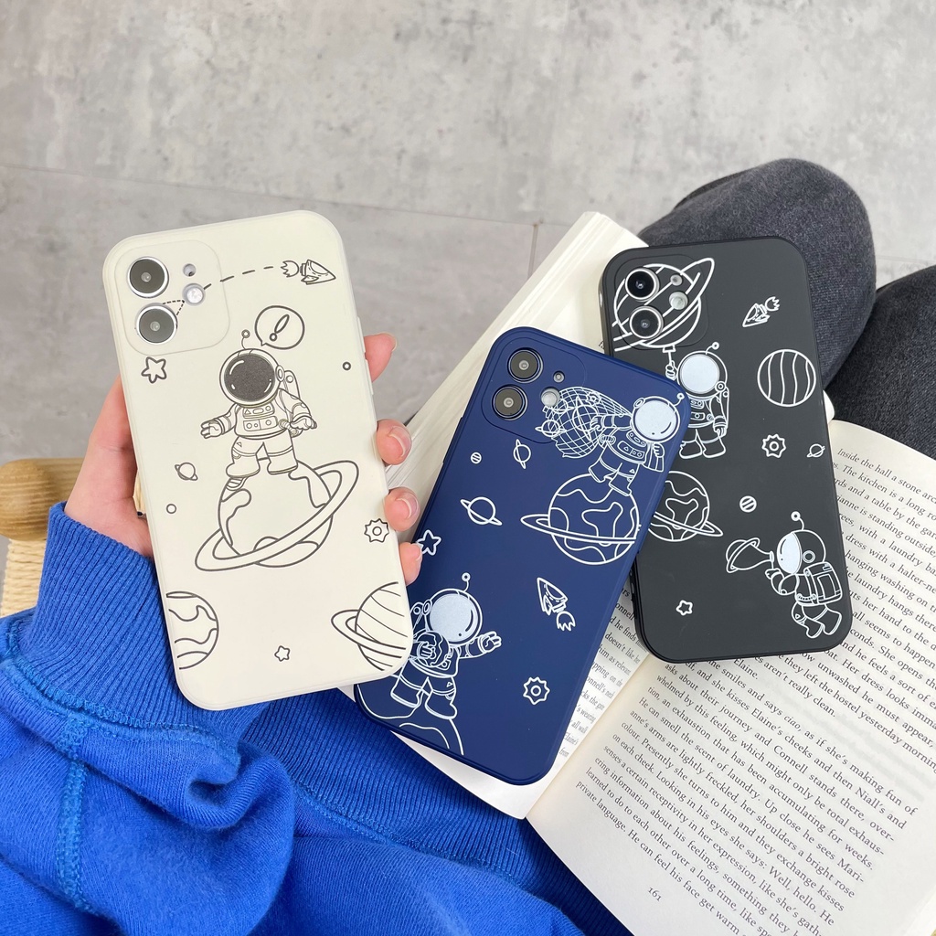 Ốp lưng iphone Phi hành gia viền vuông cho iphone 13 12 11 pro max 6 6s plus 7 7plus 8 8plus x xs xrxsmax