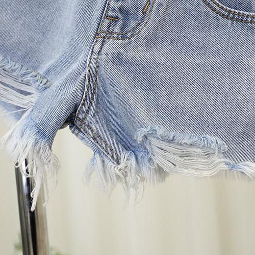 Quần Short Denim Rách Phong Cách Hàn Quốc Thời Trang Mùa Hè Cho Bé Gái 5 Tuổi