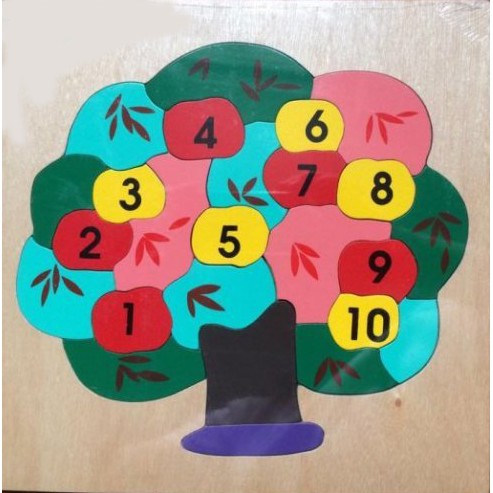 Bộ đồ chơi tranh ghép hình cây táo học đếm số bằng gỗ Minh Thành cao cấp