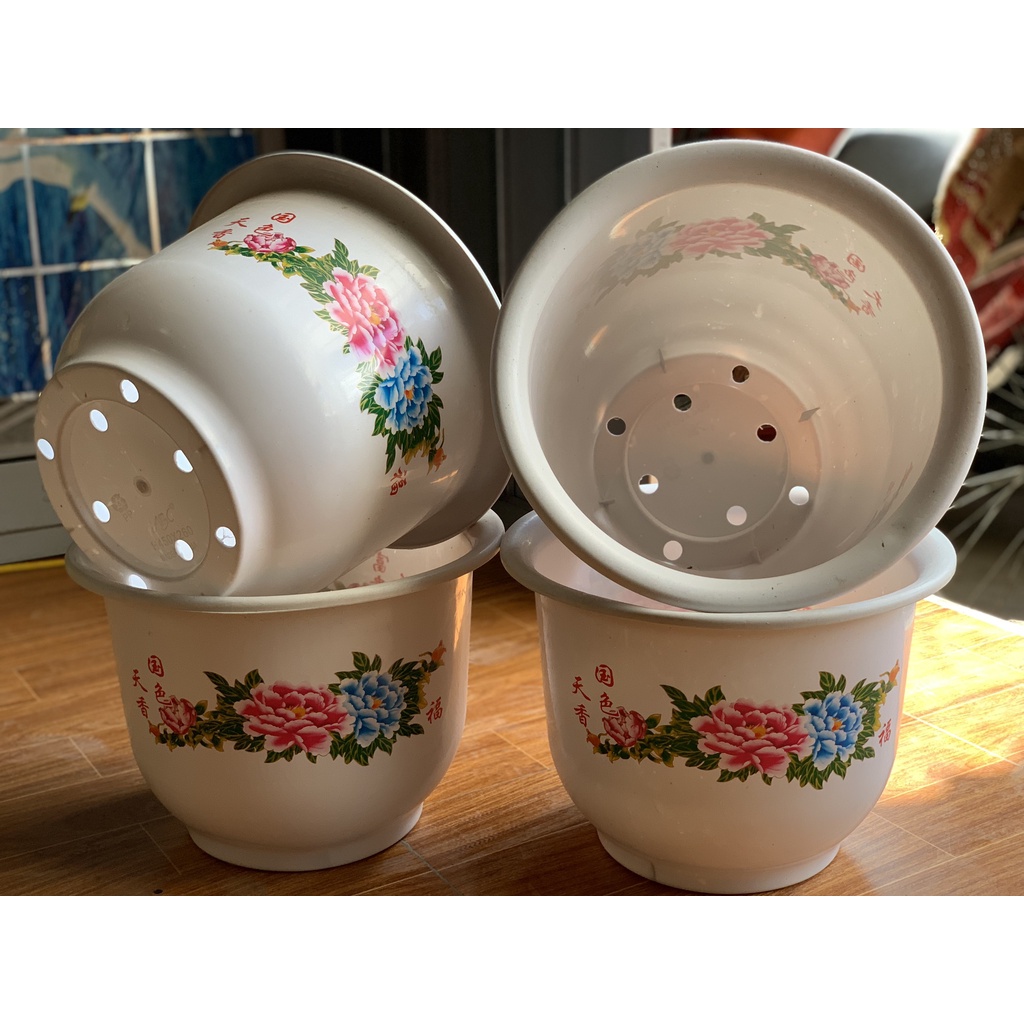 10 CHẬU NHỰA MÃ HOA MẪU ĐƠN TRẮNG #H450 (BẠT PHỦ ĐẤT CHỐNG CỎ ,KÍCH RỄ MẦM CÂY XANH LÁ...)