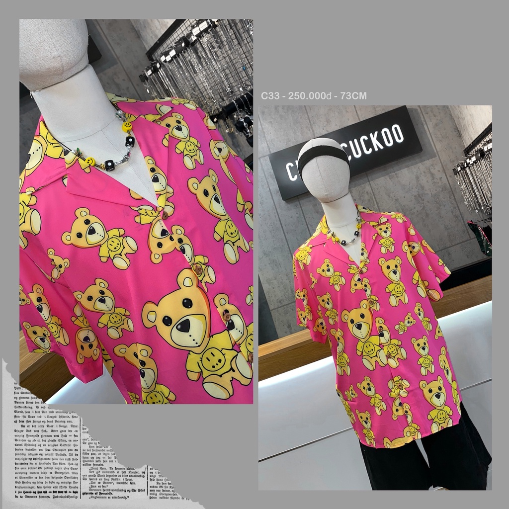 Áo Sơ Mi Cổ Vest Hình Chú Gấu - Mã Số: C33