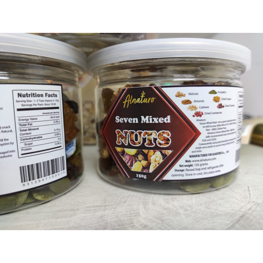 Hỗn hợp 7 loại hạt ăn vặt văn phòng Seven Mixed Nuts thương hiệu Alnaturo cao cấp 150gr
