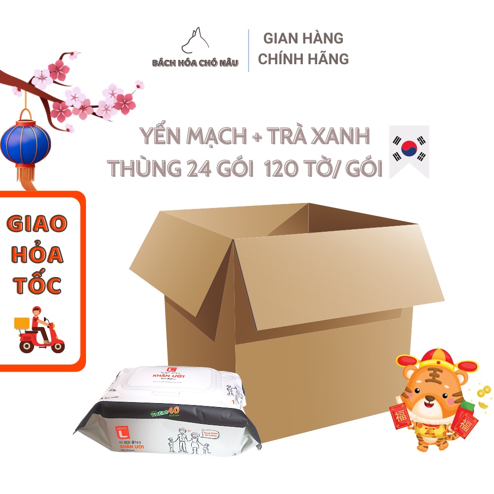 Thùng 24 Giấy Ướt Hàn Quốc LOTTE Choice L 120 TỜ Chiết xuất Yến Mạch Trà Xanh [ Hàng Mới Chính Hãng]