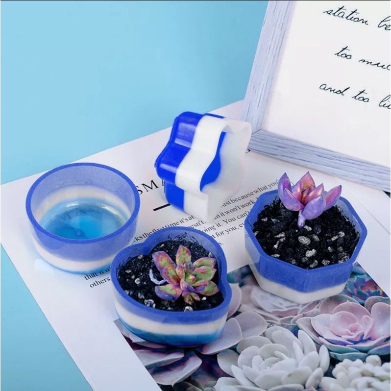 Khuôn silicone làm chậu cây/ đồ đựng hình tim, sò, ngôi sao trong thủ công Resin, nến, xi măng, jesmonite...
