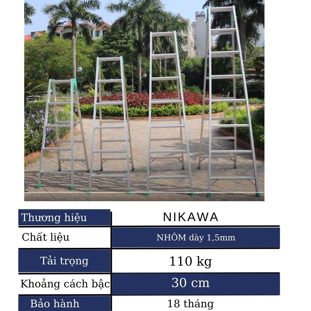 Thang nhôm gấp xếp chữ A chiều cao chữ I từ 2.9m đến 4.75m NIKAWA nhập khẩu Nhật bảo hành 18 tháng giao hỏa tốc HN NKY