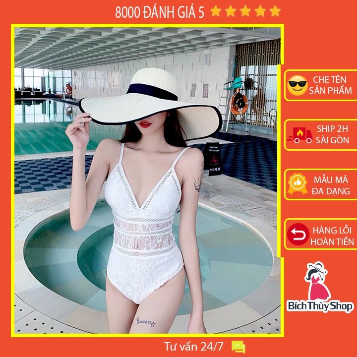 Bộ bơi đi biển liền thân tôn dáng bikini một mảnh kiểu bodysuit phối ren siêu hot