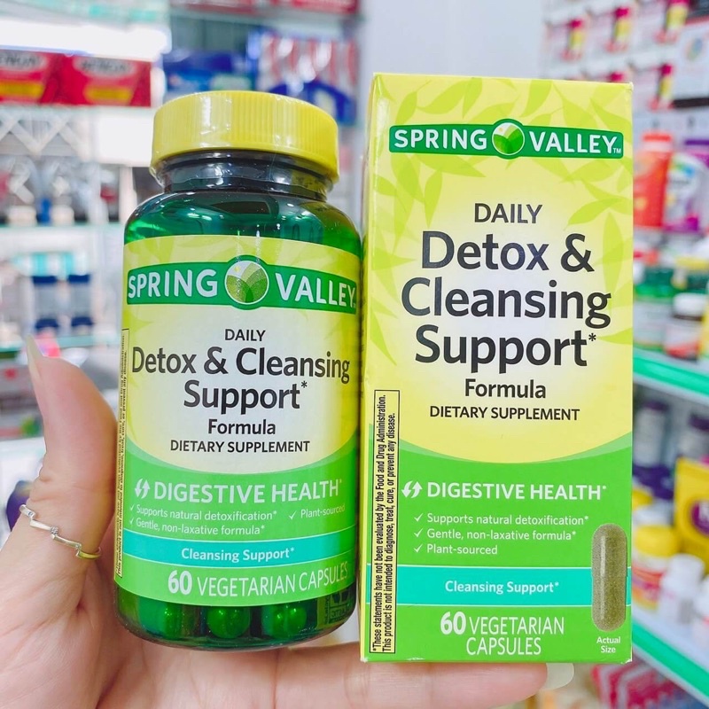 Viên uống Detox Cleansing Support Spring Valley Mỹ Detox thanh lọc thải độc cơ thể thải độc phổi 60v
