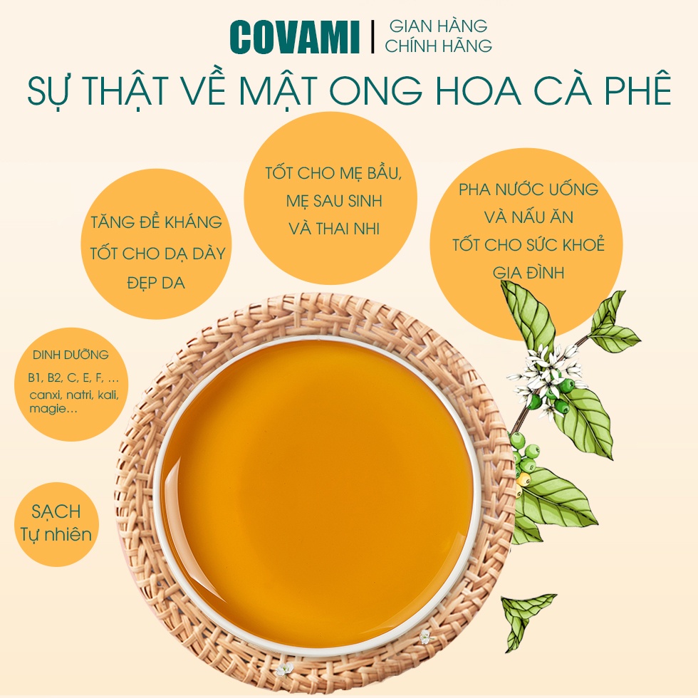 Mật ong nguyên chất hoa cà phê thương hiệu COVAMI 100ML