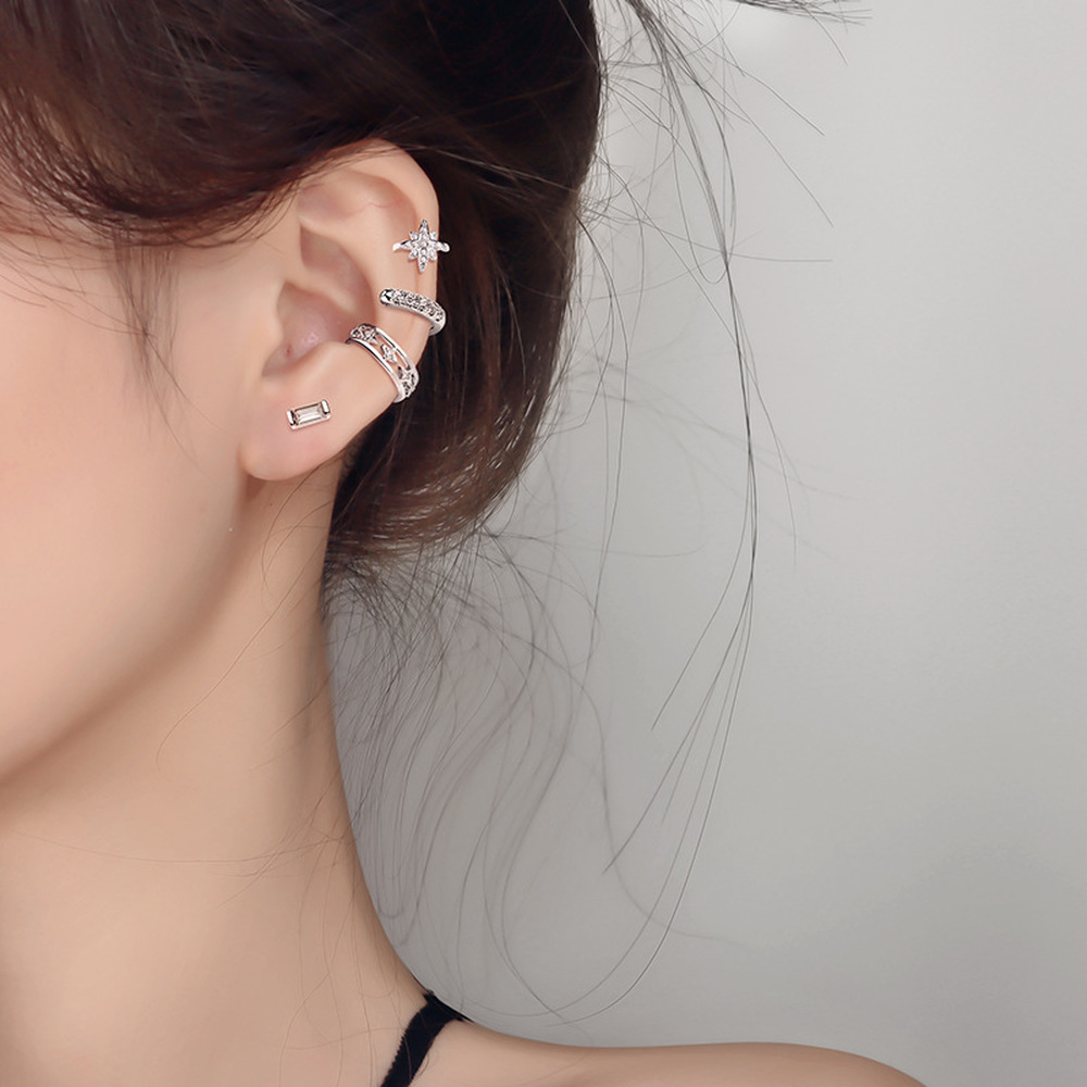 Bông tai thời trang khảm đá nhiều lớp giản đơn kiểu Hàn Quốc hợp thời trang