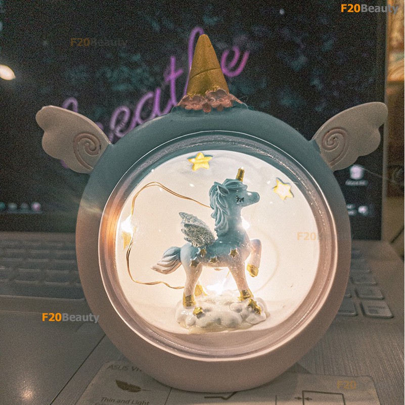 Đèn Led 3D Ngựa một sừng Unicorn màu Pastel cực Chill bằng Nhựa Composite - F20Beauty - Quà Tặng Lưu Niệm, Quà Sinh Nhật