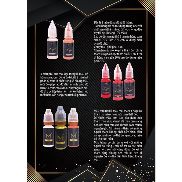 Mực Phun xăm thẩm mỹ Light 5ml / 10ml - Mực Light Yumi phun môi mày mí cao cấp - Dòng mực xăm an toàn