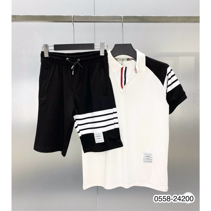 [Sẵn Hàng] Bộ Quần Áo Nam Polo Thom Browne Siêu Đẹp - Bộ Quần áo Nam Polo Viền Trắng