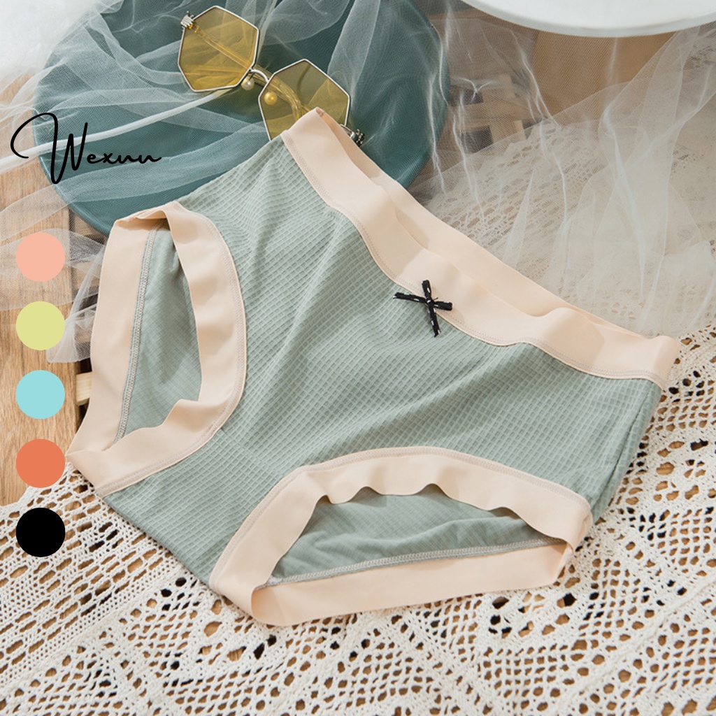 Quần lót nữ Wexuu Design, Quần lót Cotton mặt lưới cao cấp phối màu viền chất liệu co dãn QC09