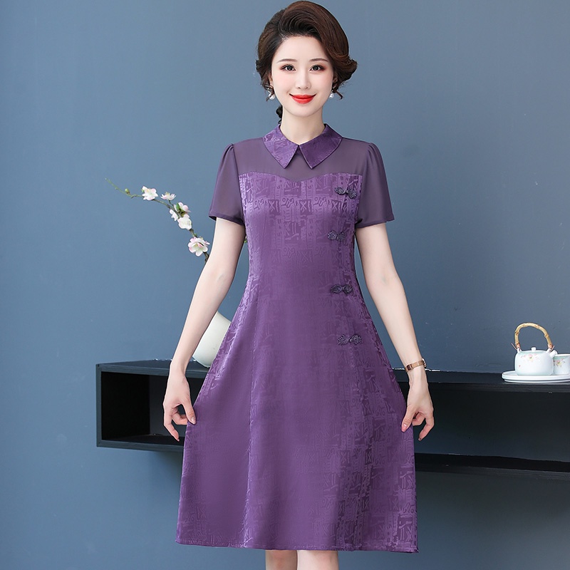 Đầm Dự Tiệc Tay Ngắn Phong Cách Phương Tây Thời Trang Mùa Hè Mới Dành Cho Phụ Nữ Trung Niên 2022