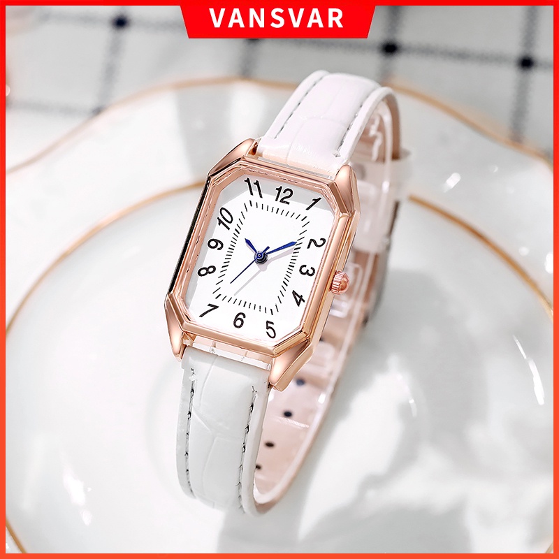 Đồng Hồ Quartz Nữ Mặt Chữ Nhật Dây Da Thời Trang