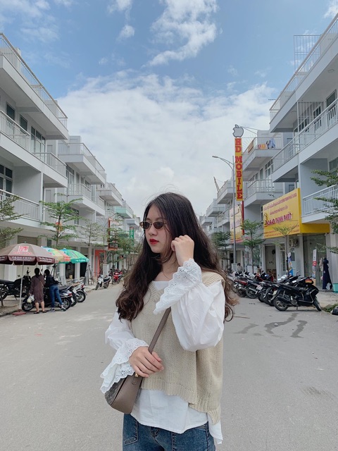 Set áo gile tay xinh