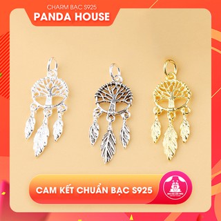 Charm bạc s925 hình dream catcher cây lá size 35x12mm (charm treo) - Panda House