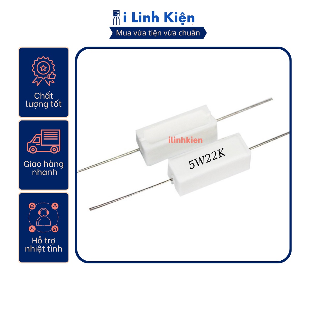 Điện trở sứ 5W 22K 5% chất lượng tốt