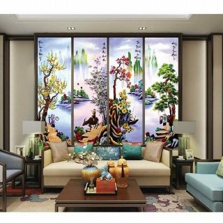 Tranh đính đá tứ quý tùng cúc trúc mai Y8085 kích thước 146 x 100 cm - tranh chưa đính