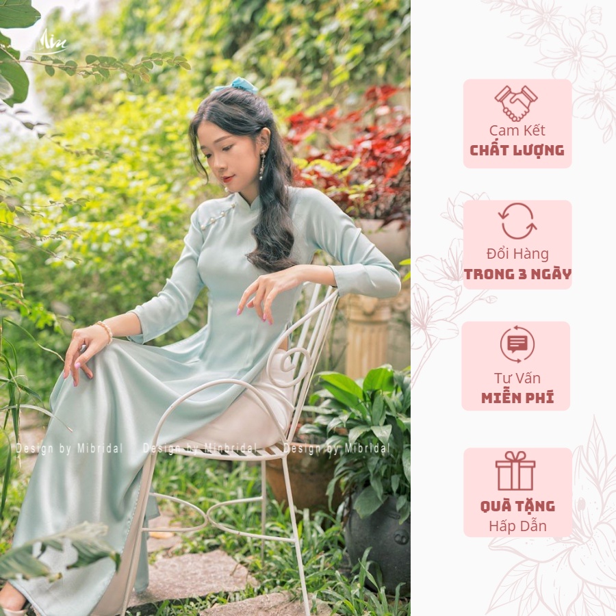 Ao Dai Lụa Tây Thi Dáng Cách Tân 2 Tà Màu Xanh Ngọc-Ao Dài Min | BigBuy360 - bigbuy360.vn