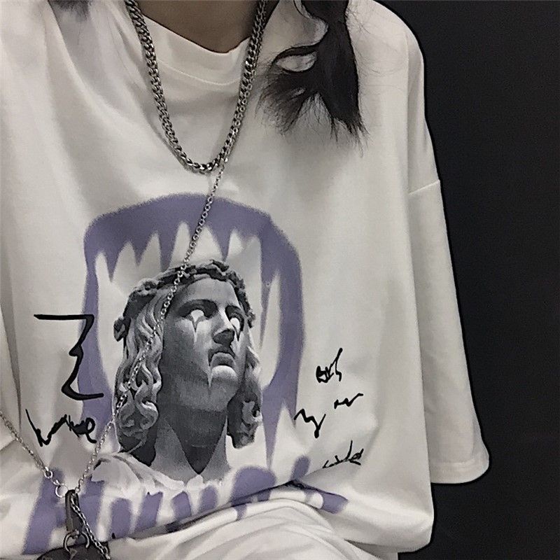 Áo thun tay lỡ nam nữ, áo phông unisex form rộng chất cotton mát mịn thấm hút mồ hôi hình đầu | BigBuy360 - bigbuy360.vn