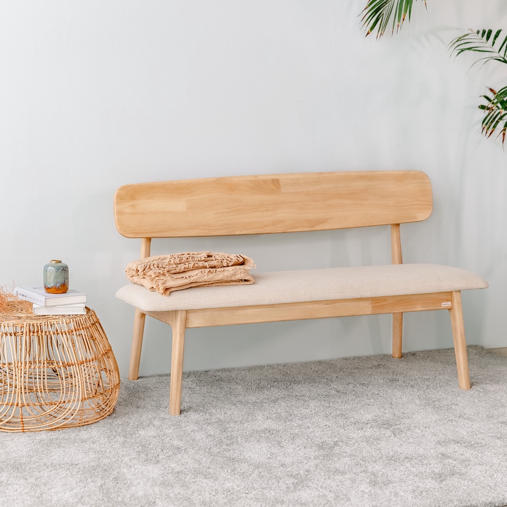 Ghế Băng Dài Có Lưng Tựa Gỗ Cao Su MOHO VLINE 601