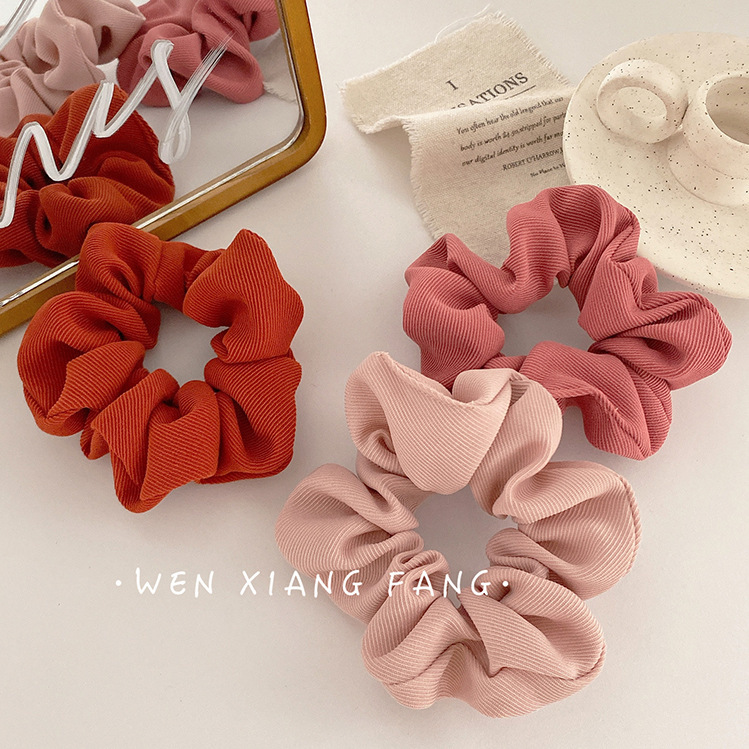 Dây Buộc Tóc Bằng Vải Màu Trơn Phong Cách Hàn Quốc Dành Cho Nữ