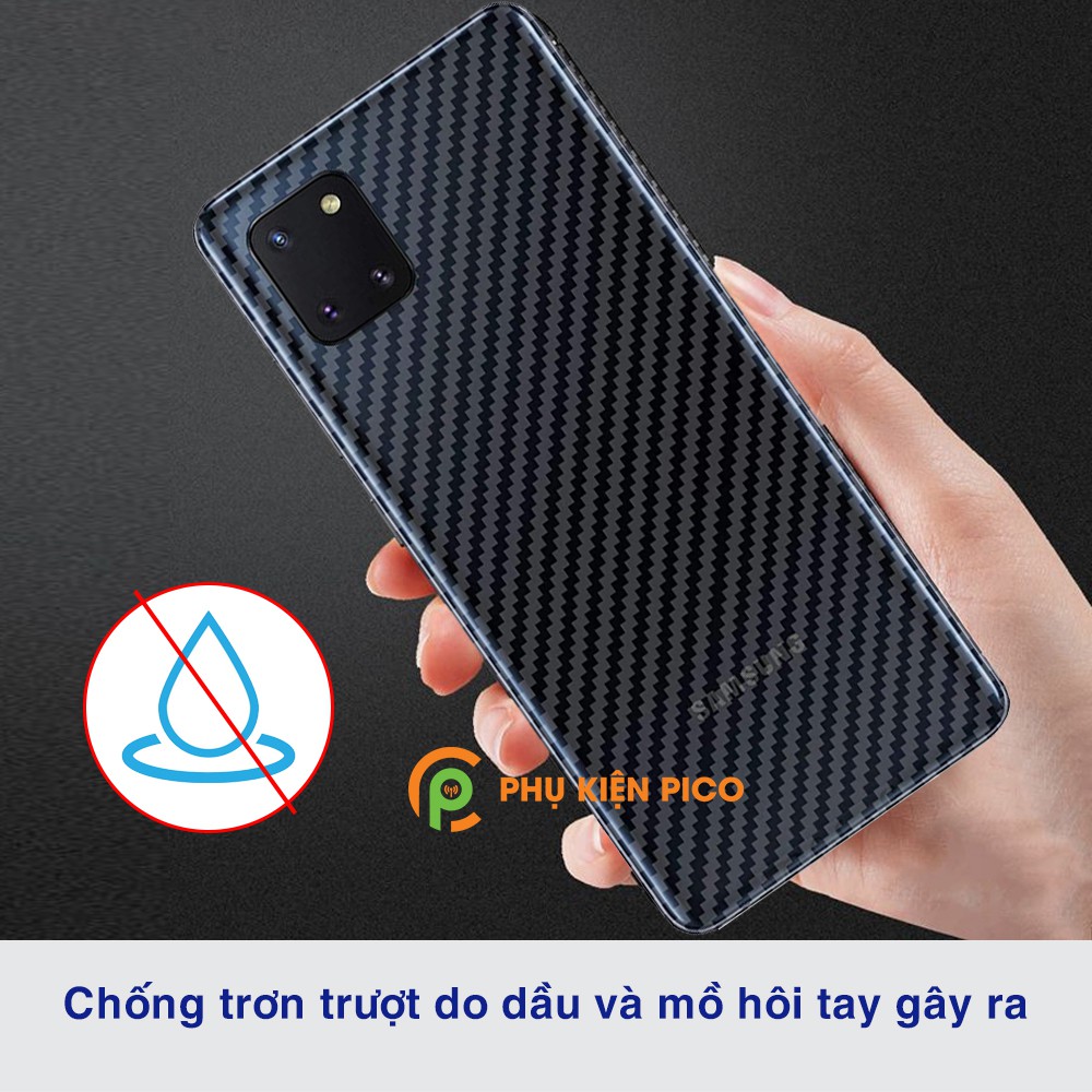 Dán lưng Samsung Note 10 Lite trong suốt nổi vân Carbon 3D tản nhiệt tốt - Dán lưng Carbon Samsung Galaxy Note 10 Lite