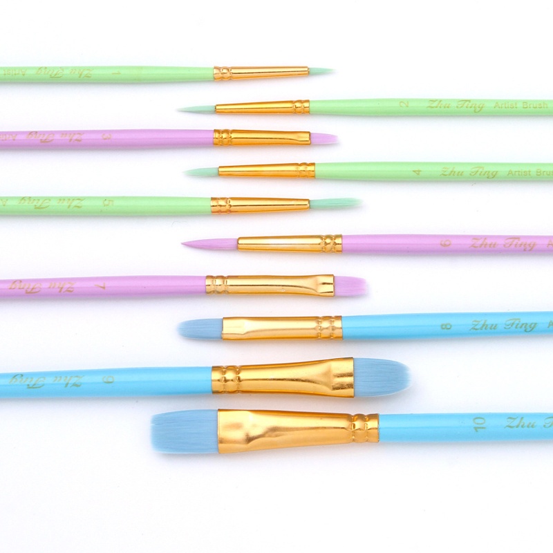 Va Bộ 10 Cọ Vẽ Màu Nước Acrylic Đầu Nhọn Cho Họa Sĩ / Cơ Thể / Vải Canvas / Sơn Dầu