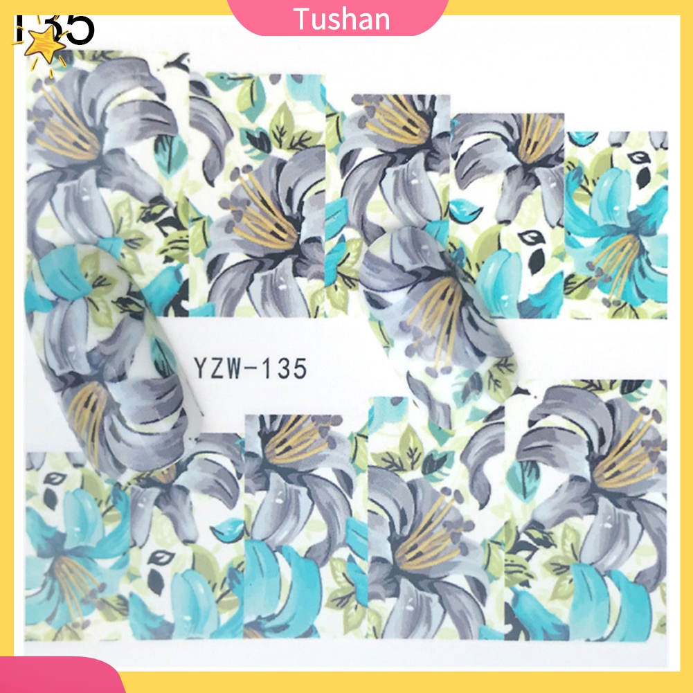 Miếng dán móng tự dính in hình hoa DIY