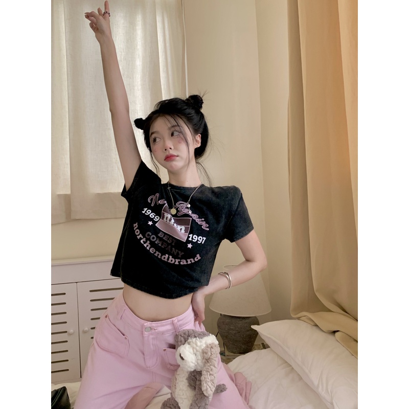 Áo Thun Nữ Ngắn Tay In Hình Phong Cách retro