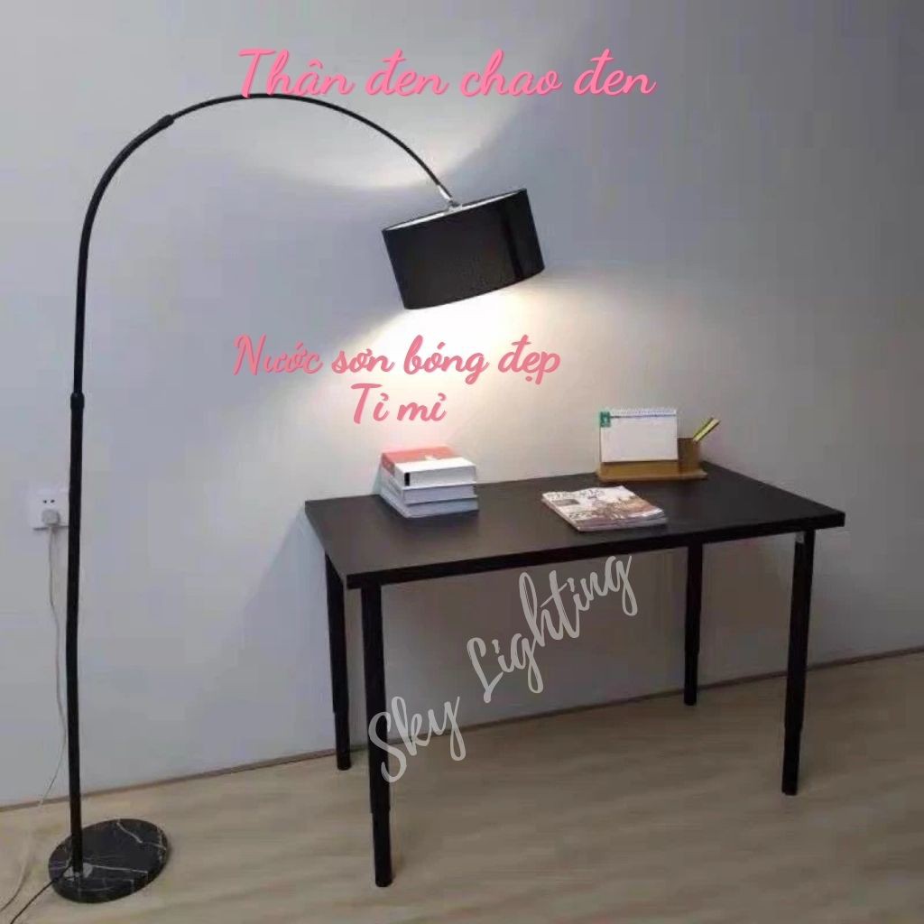 Đèn cây đứng trang trí phòng khách phòng ngủ đọc sách dáng cong cần câu Tặng kèm bóng đèn LED 9W SKYLIGHTING