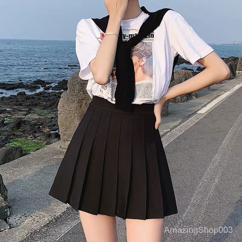 Chân Váy Ngắn Xếp Ly Màu Trắng / Đen Thời Trang Xuân Thu Cho Nữ | BigBuy360 - bigbuy360.vn