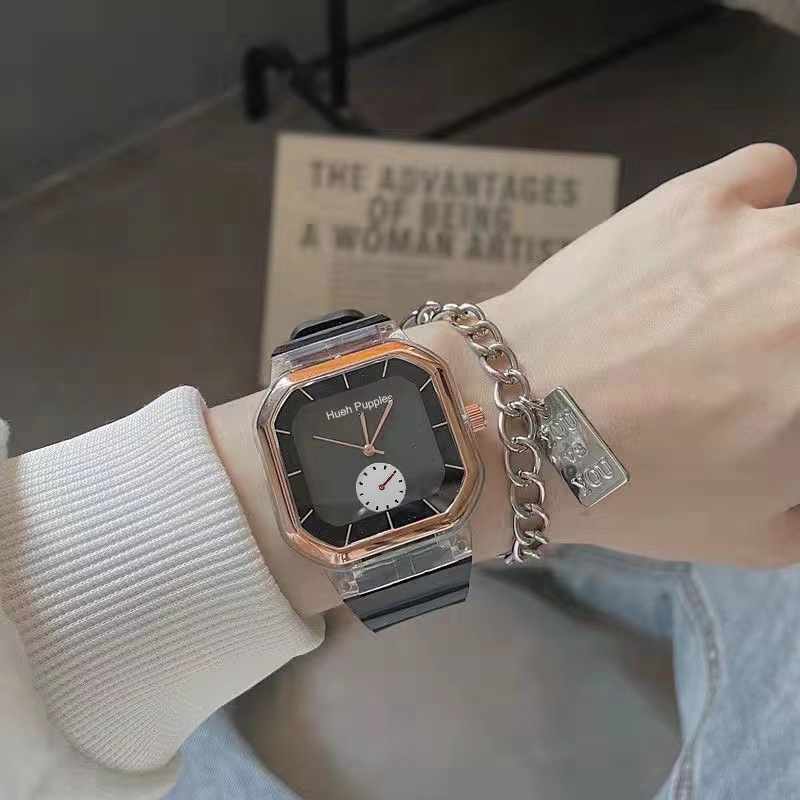 Đồng Hồ Dây Silicon Màu Trơn Phong Cách Hàn Quốc Cho Nữ